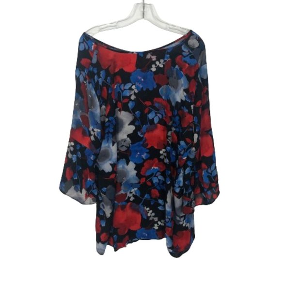 NWT Womens Plus Size 2X The Limited Watercolor Ruffle Sleeve V-Neck Blouse Top - Picture 3 of 5